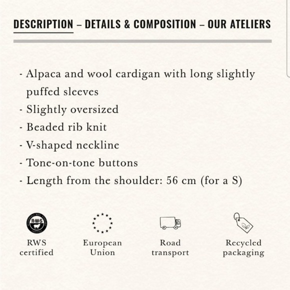 NWT Sezane Paris Gilet Basile cardigan sweater in khaki green size L - Picture 11 of 12